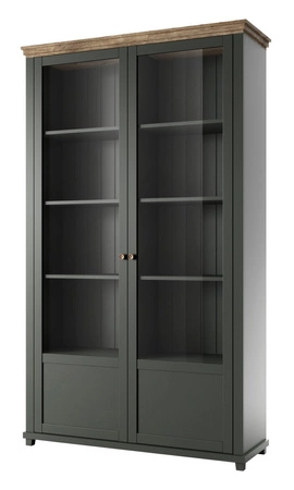 Vitrine Evora 126 cm Flasche grün / Eiche lefkas werden die Liebhaber von ausdrucksstarken Interieur ideal für das Wohnzimmer und Esszimmer begeistern