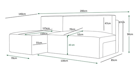 Ecksofa mit Schlaffunktion Brandon blau links dreidimensionaler Stoff mit ausdrucksstarken Streifen Bettzeug Container