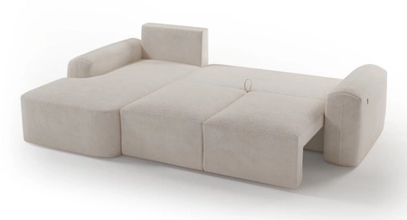 Ecksofa mit Schlaffunktion Arbon oliv links modernes Eckdesign mit markanter Form weicher Stoff