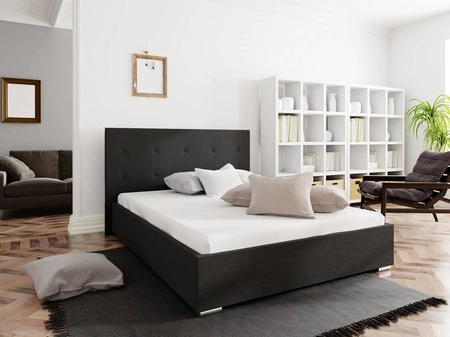 Bejar Polsterbett 140x200 schwarz mit Kopfteil im modernen Stil ideal für Schlafzimmer