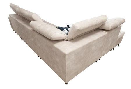 Ecksofa mit Schlaffunktion Buffalo XI beige linke Seite stilvolles Ecksofa mit drei Bettkästen Velourstoff
