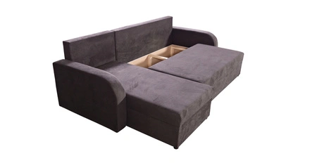 Ecksofa mit Schlaffunktion Scarlo schwarz Universal in Einstellung Ecksofa für Wohnzimmer aus strapazierfähigem Veloursstoff