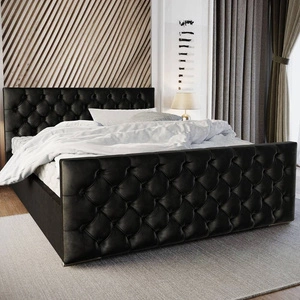 Polsterbett Viamao 180x200, graphit, mit modernem Staukasten im skandinavischen Stil mit gestepptem Kopf- und Fußteil