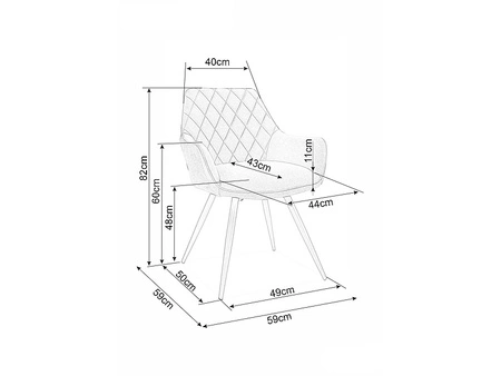 Line gepolsterter Stuhl schwarz moderner und funktioneller Eimerstuhl mit Metallbeinen