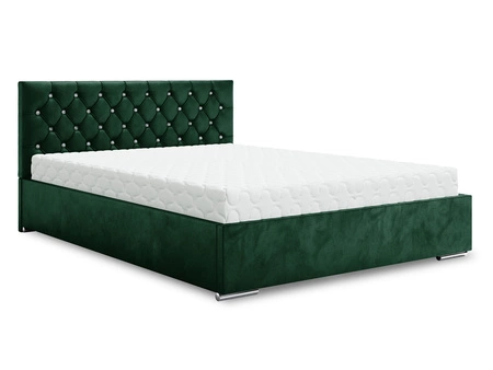Polsterbett Bauru 160x200 flaschengrün mit Container im modernen skandinavischen Stil mit gestepptem Kopfteil mit Kristallen