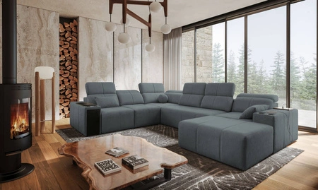 Ecksofa mit Schlaffunktion Tesalia VIII grau rechtsseitiges Komfort-Ecksofa für das Wohnzimmer mit innovativer Schiebefunktion der Rückenlehne