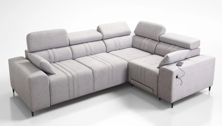 Ecksofa mit Schlaffunktion Castel II Lux beige rechtsseitiges komfortables Ecksofa für das Wohnzimmer mit bequemer ausziehbarer Fußstütze