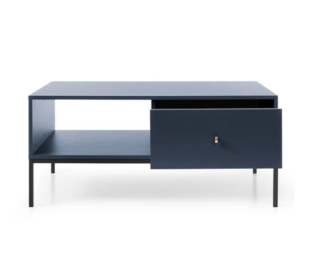 Couchtisch Mono Dunkelblau Mit Schubladen minimalistisches Design Tischplatte beständig gegen verschüttete Flüssigkeiten