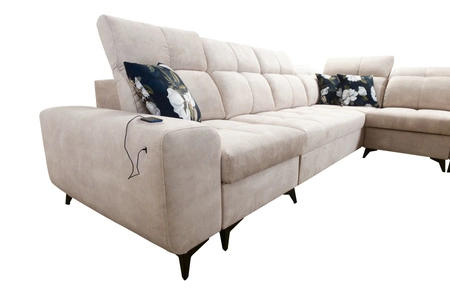 Ecksofa mit Schlaffunktion Buffalo XI braun rechtsseitig stilvolles Ecksofa mit drei Bettkästen Velourstoff