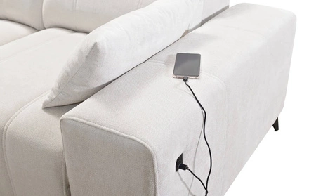 Ecksofa mit Schlaffunktion Penejos VI creme rechts stilvolles Ecksofa mit zwei Bettkästen strapazierfähiger Stoff