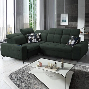 Ecksofa mit Schlaffunktion Buffalo II grün links funktionelles und stilvolles Ecksofa mit verstellbaren Kopfstützen