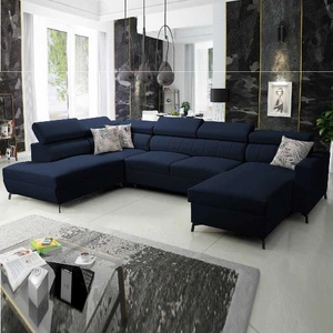 Ecksofa mit Schlaffunktion Savona VI navy blue rechts elegantes und bequemes Ecksofa für Wohnzimmer mit zwei Bettkästen