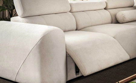 Ecksofa mit Schlaffunktion Cantare VIII Lux beige rechts Design Ecksofa mit elektrisch hochgestelltem Fußteil