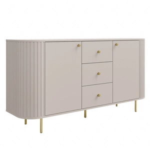 Kommode mit Schubladen Ovalio 165 cm beige moderne Form ovalförmige Kommode für das Wohnzimmer dekorative Fräsungen am Korpus