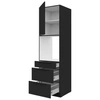Küche Sockel Schwarz 60 DPS-210 3S 1F Backofen Schrank mit Schubladen feuchtigkeitsbeständig Metallgriffe