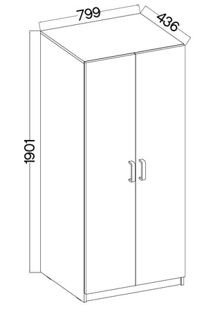 Kleiderschrank Makana 80 cm hellgrau funktionelles Möbelstück für das Jugendzimmer oder Büro