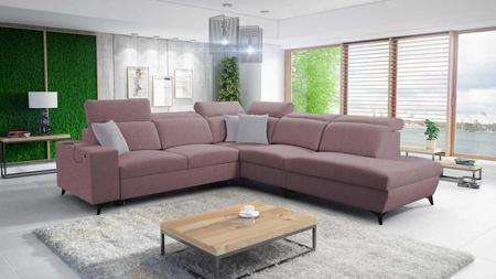 Ecksofa mit Schlaffunktion Kelly Sleek IX lavendel pink rechtes Ecksofa mit bequemen Armlehnen und verstellbaren Kopfstützen