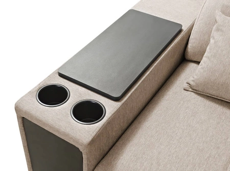 Ecksofa mit Schlaffunktion Tesalia VII beige rechte Ecke modernes Design komfortable Schiebelehne Schublade in der Seite des Möbels