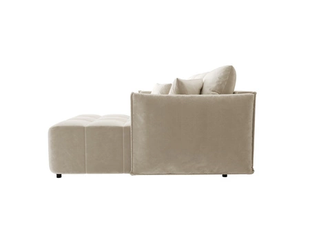 Ecksofa mit Schlaffunktion Oroso beige rechte Ecke weicher Samtstoff mit hydrophober Beschichtung Bettzeugbehälter