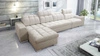 Ecksofa mit Schlaffunktion Luigi XII beige linke Seite stilvolles Ecksofa für Wohnzimmer in minimalistischer und eleganter Ausführung