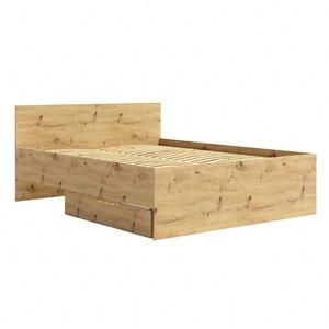 Bett Maxione 160x200 cm Eiche handwerkliche Bettwäsche Lagerung in Form von ausziehbaren Schublade ideal Bett für Schlafzimmer hohen Kopfteil