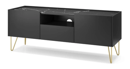 TV-Schrank Madisonum 144 cm Schwarzer Graphit / Schwarzer Königs-Marmor Modernistisches Design dekorativer Marmorboden