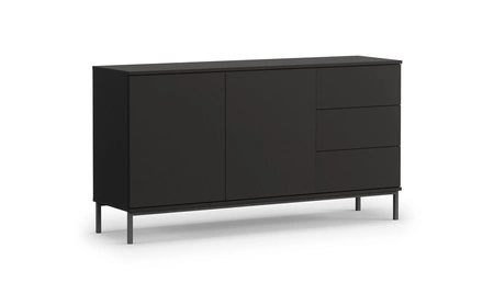 Schubladenkommode Tutti 150 cm schwarz minimalistisches Design einfache Form auf einer Metallbasis Push-to-Open-System unterstützt