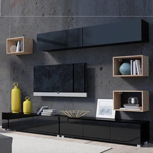 Apulia XXXI schwarz glänzend / Eiche artisan Hängeelement extrem stilvolles Hängeelement einfache Elemente, die in jedes Interieur passen