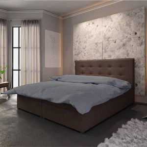 Boxspringbett Fresno 140x200 braun Bett im modernen skandinavischen Stil mit Kopfteil