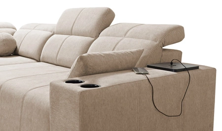 Ecksofa mit Schlaffunktion Tesalia II grau Esche links bequemes Ecksofa für Wohnzimmer mit verschiebbarer Rückenlehne Bettzeugcontainer