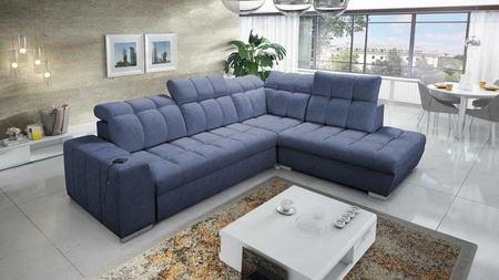 Ecksofa mit Schlaffunktion Luigi VII rechtes blaues bequemes Schlafsofa in moderner Form