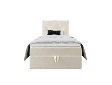 Boxspringbett Arvada 120x200 beige im modernen skandinavischen Stil mit gepolstertem Kopfteil Bett mit Staukasten