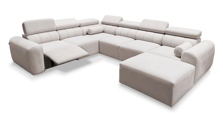 Ecksofa mit Schlaffunktion Cantare VIII Lux elfenbein rechts Design Ecksofa mit elektrisch hochgestelltem Fußteil
