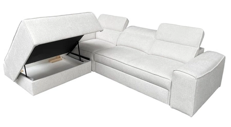 Ecksofa mit Schlaffunktion Viano VII grün links trendiges und stilvolles Ecksofa mit verstellbaren Kopfstützen Zierkissen