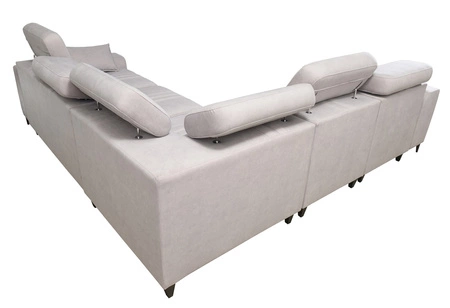 Ecksofa mit Schlaffunktion Castel III Lux blau links äußerst bequemes Ecksofa für das Wohnzimmer mit ausziehbarer Fußstütze