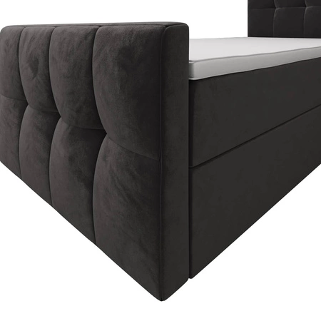 Boxspringbett Manhattan 120x200 grau im modernen skandinavischen Stil mit gepolstertem Kopfteil und Fußteil Bett mit Staukasten