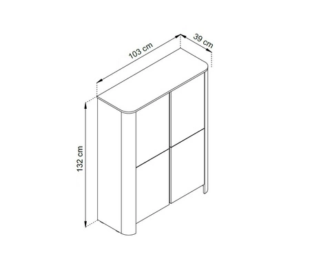 Kommode Bari 103 cm beige elegantes Design abgerundete Kanten der soliden Satz auf einem hohen Sockel dekorative Gold trim