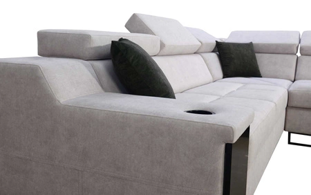 Ecksofa mit Schlaffunktion Alcamo III schwarz / weiß rechts Funktions-Ecksofa mit Schublade in der Seite zwei Behälter für Bettzeug