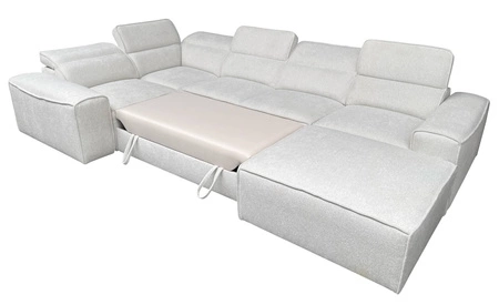 Ecksofa mit Schlaffunktion Viano IV Lux grau rechts Design-Ecksofa mit ausziehbarem Fußteil großer Stauraum für Bettzeug