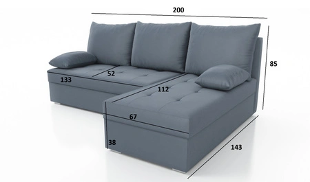 Ecksofa mit Schlaffunktion Fasti dunkelgrau Universal-Ecksofa mit Bettkasten Garantie für höchsten Komfort