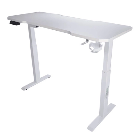 E-Talisman Gaming Desk weiß/schwarz höhenverstellbare Tischplatte komplett mit Polsterung mit LED-Beleuchtung