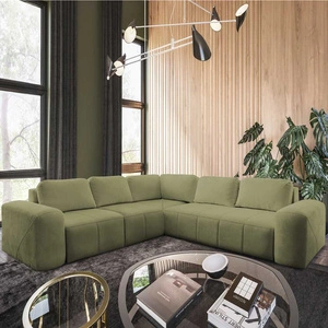 Ecksofa mit Schlaffunktion Bovec III grüne Olive links äußerst stilvolles Eckschlafsofa perfekt für ein geräumiges Wohnzimmer