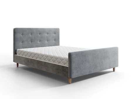 Polsterbett Isara 180x200 hellgrau mit Stauraum im modernen skandinavischen Stil mit markantem Kopf- und Fußteil