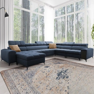 Ecksofa mit Schlaffunktion Bolmso VIII blau links elegantes und bequemes Ecksofa mit Schublade ideal für geräumige Innenräume