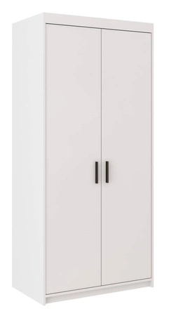 Kleiderschrank Rene 90 cm weiß modernes Design stilvolle Griffe in schwarz