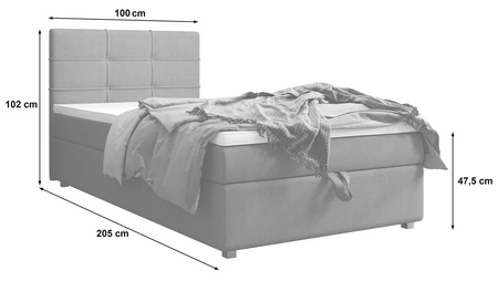 Boxspringbett Fresno 100x200 graphit im modernen skandinavischen Stil mit gepolstertem Kopfteil Bett mit Staukasten