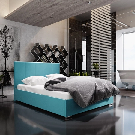 Lugo gepolstertes Bett 180x200 blau mit modernem Kopfteil ideal für Schlafzimmer
