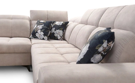 Ecksofa mit Schlaffunktion Buffalo IX gelb linke Seite stilvolles Ecksofa für Zimmer aus Velourstoff Zierkissen