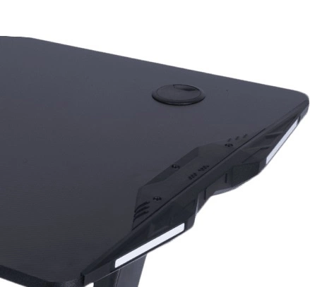Zone Gaming Desk schwarz beeindruckendes Design stabile Metallkonstruktion angereichert mit LED-Beleuchtung kohlenstoffbeschichtete Platte