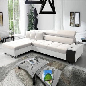 Ecksofa mit Schlaffunktion Dafni Elfenbein/Weiß linksseitig aus Samt bietet Komfort und Funktionalität während der täglichen Erholung